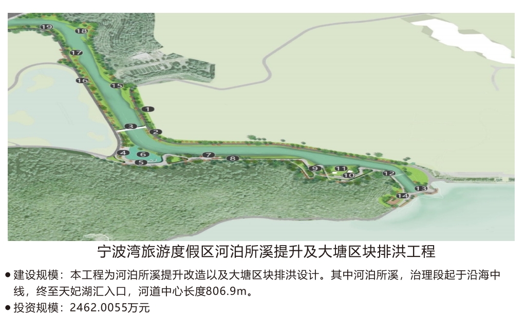 宁波湾旅游度假区河泊所溪提升及大塘区块排洪工程