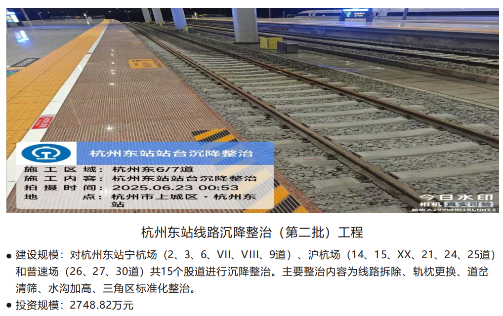 杭州东站线路沉降整治(第二批)工程