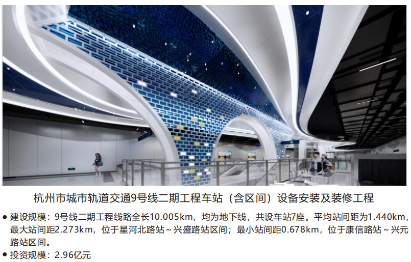 杭州市城市轨道交通9号线二期工程车站(含区间)设备安装及装修工程
